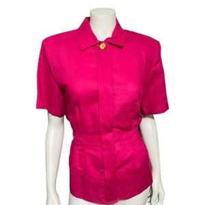 Mark Shale Linen Cotton Button Peplum Style  Front Shirt Sz-10
